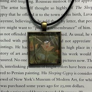 Upcycled Art Pendant Necklace 🖼️ The Equatorial Jungle by Rousseau